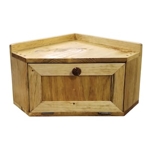 Solid Wood Corner Bread Box, Country Farmhouse Decor Butternut NO Poly