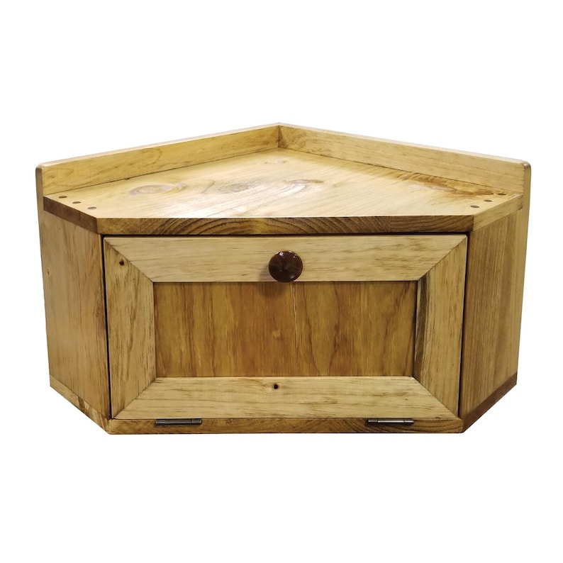 Solid Wood Corner Bread Box, Country Farmhouse Decor Butternut NO Poly