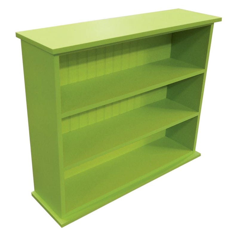 Children's Three Shelf Bookcase, Solid Wood Bookcase, Hall Bookcase, Kid's Bookcase Solid Apple Green