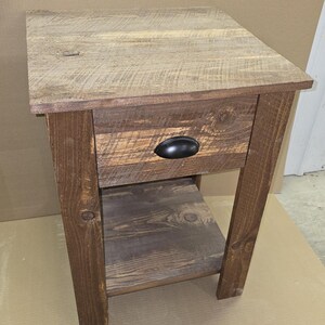 Rough Sawn Solid Knotty Pine End Table, Northwoods, Cabin, Cottage, Lake House , Side Table with drawer