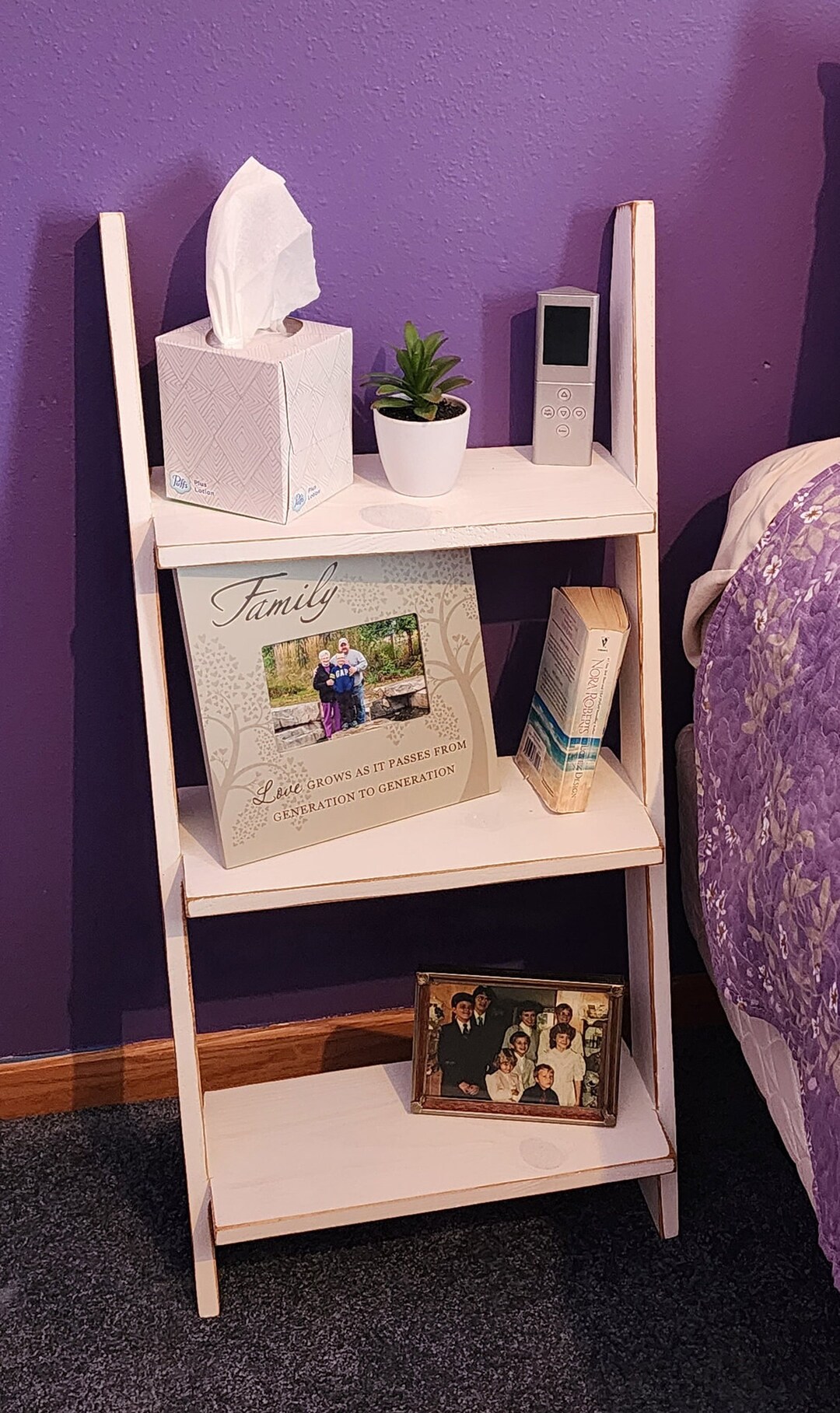 Ladder Display Shelf, Bedside Table, Decorative Nightstand, Leaning