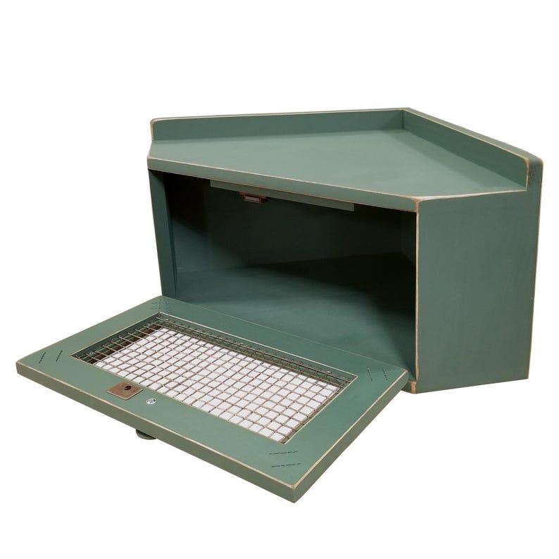 Solid Wood Corner Bread Box, Country Farmhouse Decor Old Wintergreen