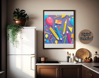 Back to School Digital Art Print, Klassenzimmer Dekor (PDF, JPG)