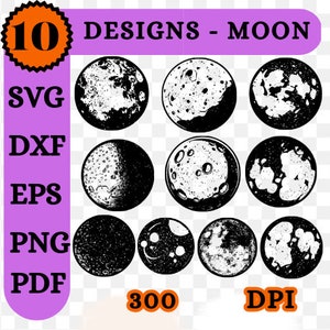 Moon SVG, Full Moon SVG, Digital Download, Drawn Moon Cricut, Silhouette, Glowforge, Svg/Eps/Png/Dxf/Pdf, Boho Moon, Commercial