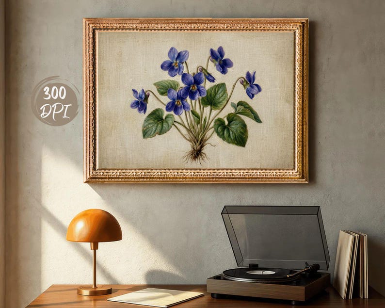 Violet Flower Art Print, Sweet Violet Botanical Art Print, Wall Art ...