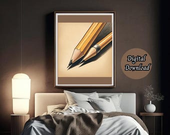 Bleistift Kunstdruck, Back to School Dekor (Digitaler Download)