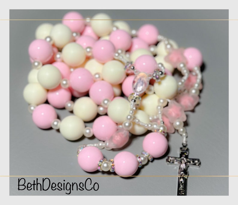 Wall Rosary Pink/ Cream image 8