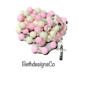 Wall Rosary Pink/ Cream image 2