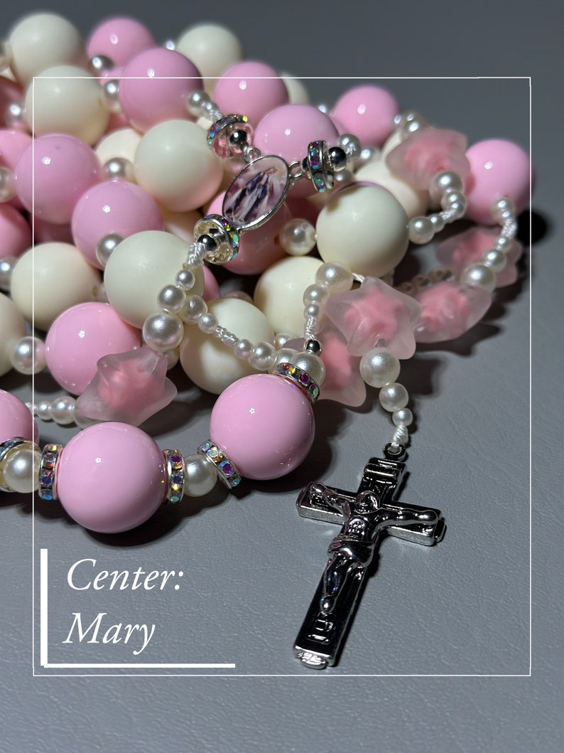Wall Rosary Pink/ Cream image 3