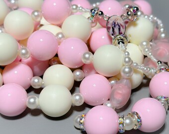 Wall Rosary - Pink/ Cream