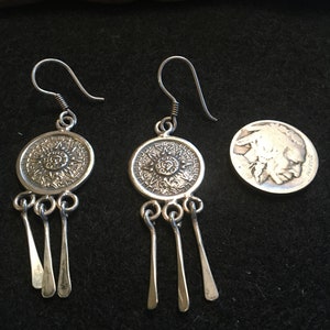 Vintage 925 Mexico Sterling Silver Dangle Earrings