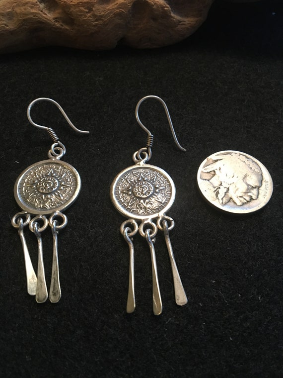 Vintage 925 Mexico Sterling Silver Dangle Earrings