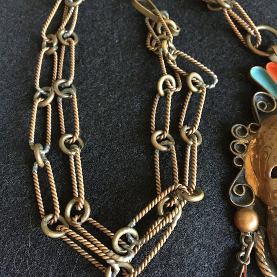 Vintage Mexican Tribal Mask Necklace - image 5