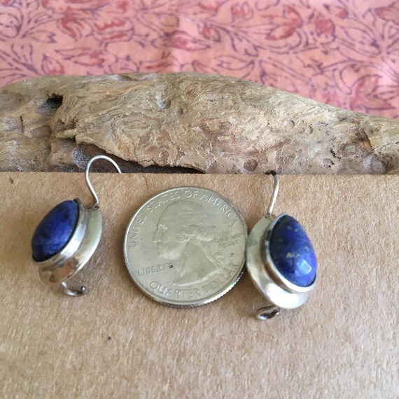 Vintage Lapis Lazuli Sterling Silver Drop Earrings - image 3