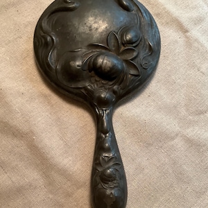 Vintage Vanity Hand-Held Silver Plated Mirror