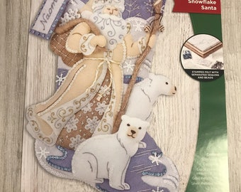 Made to Order Bucilla Snowflake Santa Christmas Stocking