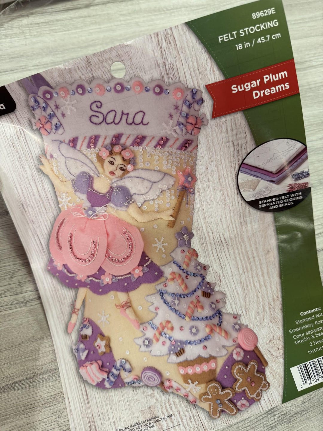 thumbnail interactive-video image 1 of Bucilla Sugar Plum Dreams Stocking Kit - 18 Inch Felt Applique Christmas Stocking DIY 1 of 1