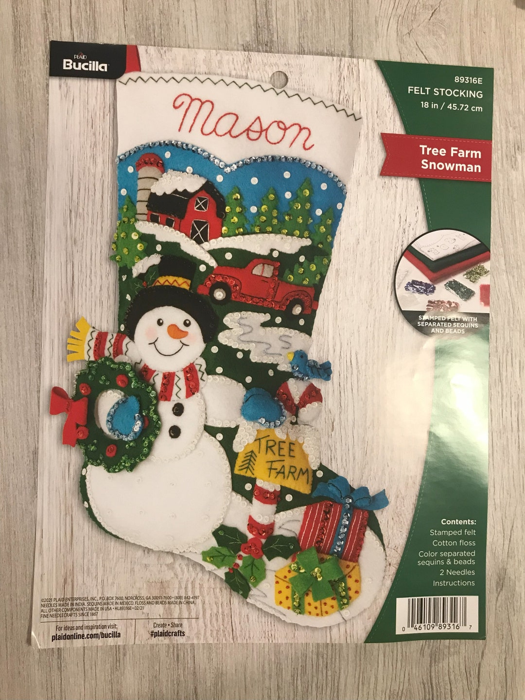 Made to Order Bucilla Tree Farm Snowman Felt Christmas Stocking - Etsy