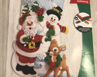 Made to Order Bucilla Santa's Gathering Felt Christmas Stocking