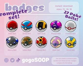 Pokémon Twitch Sub Badges – Pokéball Mega Pack (27 Count)