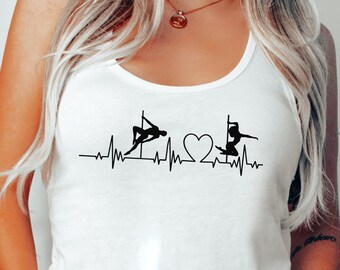 Heartbeat Pole Dance Racerback Tank Top Gift for Pole Dancer Athletic Top for Pole Dance Gifts for Aerialist Shirt Poledance Fitness Wear
