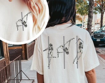 Pole Dance Shirt Comfort Colors® Pole Dancing Skeletons TShirt Pole Fitness Halloween T-shirt Gift Ideas Skeleton Spooky Gift for Dancer