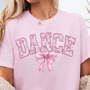 Dance Shirt Comfort Colors® Shirt Pink Bow Aesthetic Toile Ballet Core T-shirt For Dancer Gift for Dancers Trendy Tshirt for Ballerina