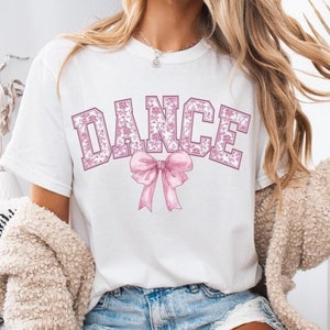 Dance Shirt Comfort Colors® Shirt Pink Bow Aesthetic Toile Ballet Core T-shirt For Dancer Gift for Dancers Trendy Tshirt for Ballerina
