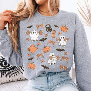 Träningsspöken Rolig Halloween-tröja Söt spöke Fitness Halloween Crewneck-tröjor Gym Humor Workout Tröja Present till henne