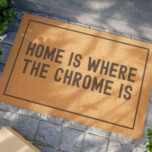 Pole Dance Door Mat Home Is Where The Chrome Is Outdoor Mat Gift Poledance Pole Fitness Pole Fit Dance Studio Decor Door Mat Decoration image 1