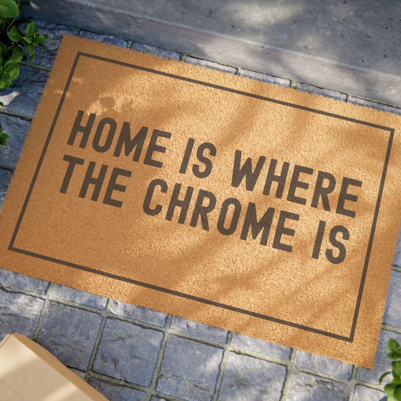 Pole Dance Door Mat Home Is Where The Chrome Is Outdoor Mat Gift Poledance Pole Fitness Pole Fit Dance Studio Decor Door Mat Decoration image 1