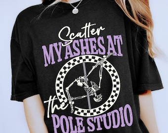 Funny Pole Dance Fitness Skeleton Comfort Colors® Shirt Poledance Halloween Tshirt Pole Fit T-shirt Distressed Graphic Tee Gift for Her