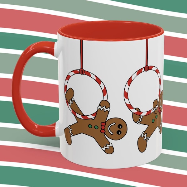 Gingerbread Man Aerial Hoop Mug Funny Christmas Coffee Cup Gift for Aerialist Lyra Aerialhoop Aerial Dance Holiday Cute Gifts for Aerialist