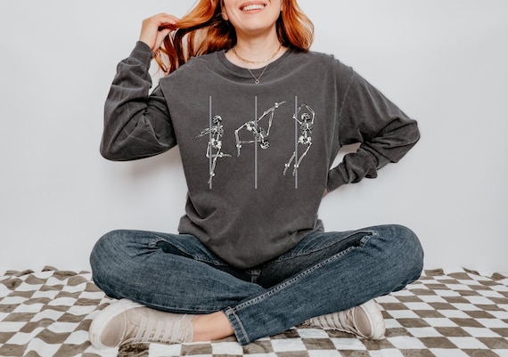 Pole Dancing Skeletons Comfort Colors® Long Sleeve T-shirt for Dancer Pole Dance Shirt Longsleeve TShirt Gift Ideas for Dancer Poledance