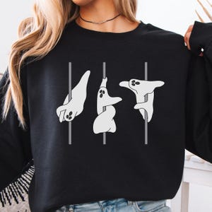 Geist Pole Dance Sweatshirt Halloween Pole Tanzen Geister Unisex Rundhals Sweatshirt Pullover Geschenk Poledance Gruselige Geist Geschenke