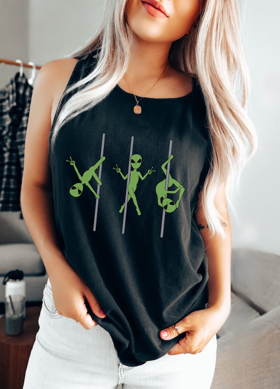Aliens Pole Dancing Comfort Colors® Tank Top Alien Pole Dance Fitness Athletic Shirt Gift Ideas for Dancer PoleDance Gifts Pole Dance Wear