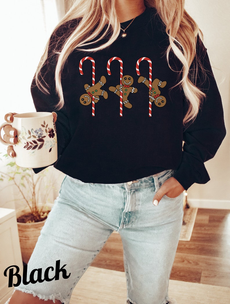 Gingerbread Man Pole Dance Christmas Sweatshirt Holiday Candy Cane Pole