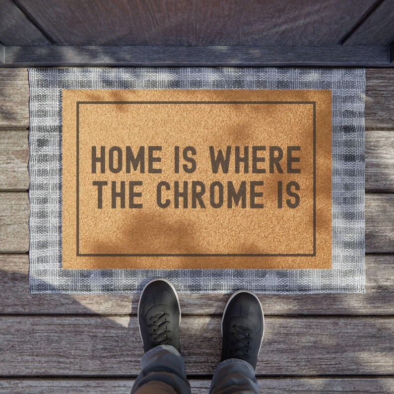 Pole Dance Door Mat Home Is Where The Chrome Is Outdoor Mat Gift Poledance Pole Fitness Pole Fit Dance Studio Decor Door Mat Decoration image 3