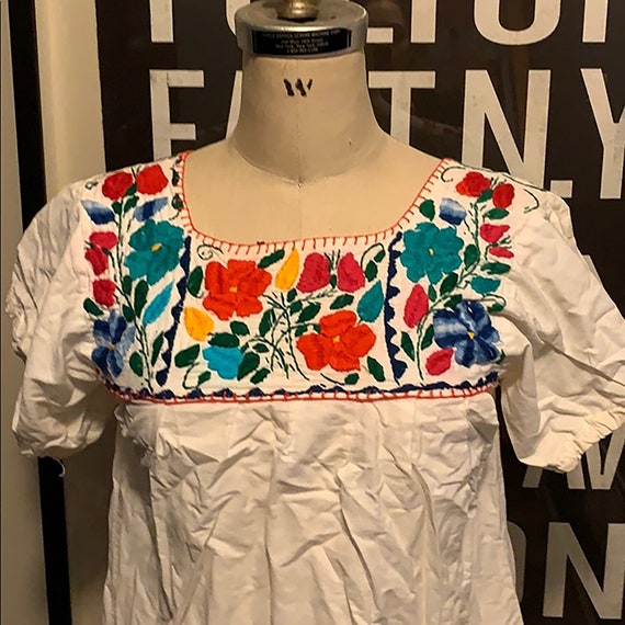 Authentic Vintage Cotton Embroidered Mexican Top - image 2