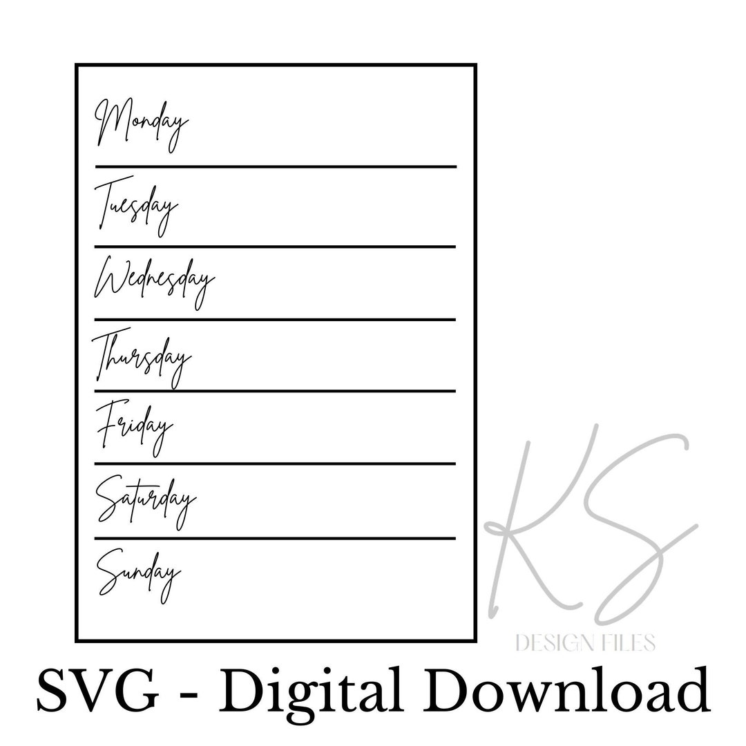 Weekly Planner SVG Fridge Calendar SVG Fridge Calendar Etsy