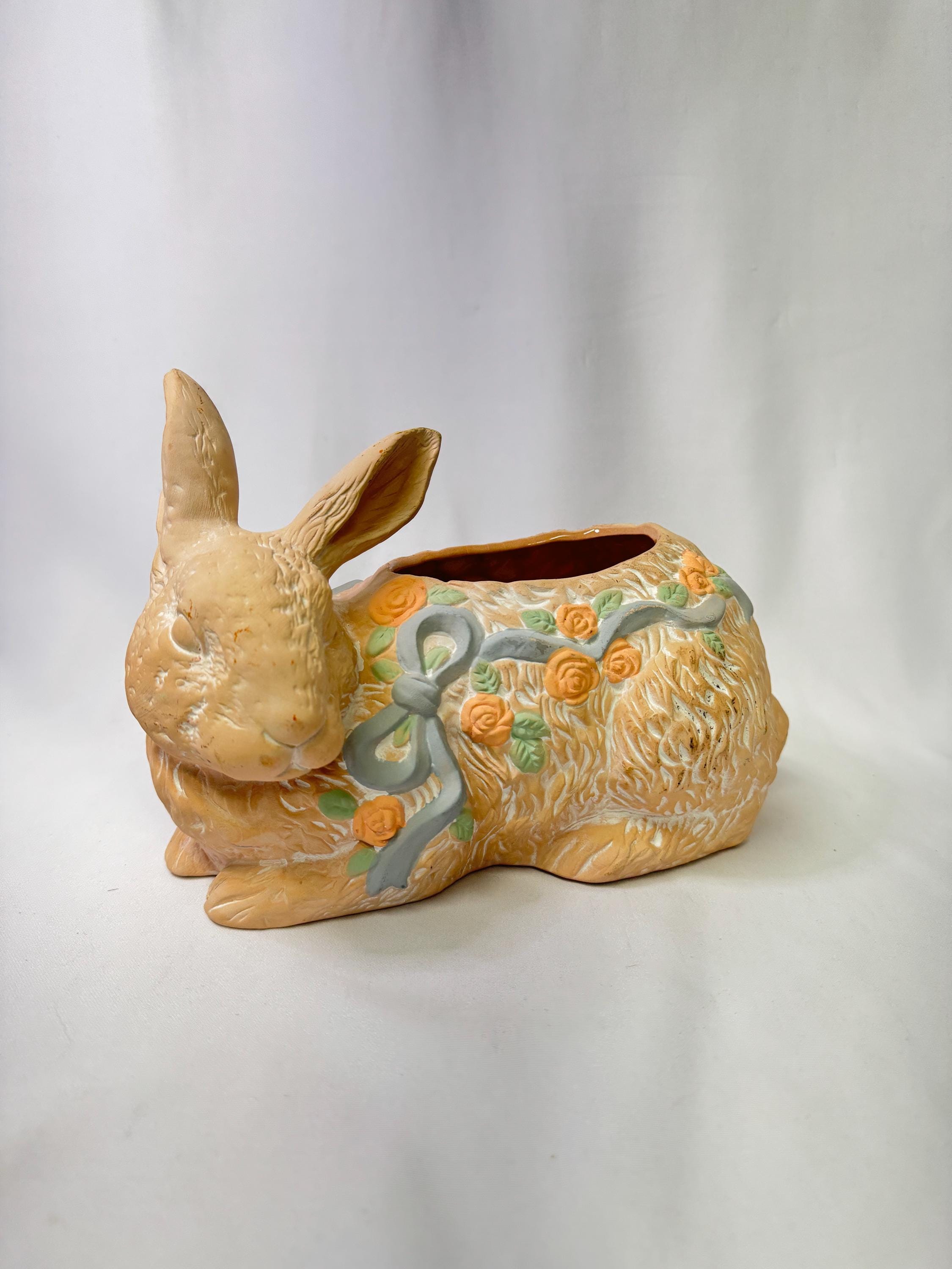 Vintage 1988 Bunny Rabbit Planter | Ceramic Rabbit Flowerpot | Easter ...