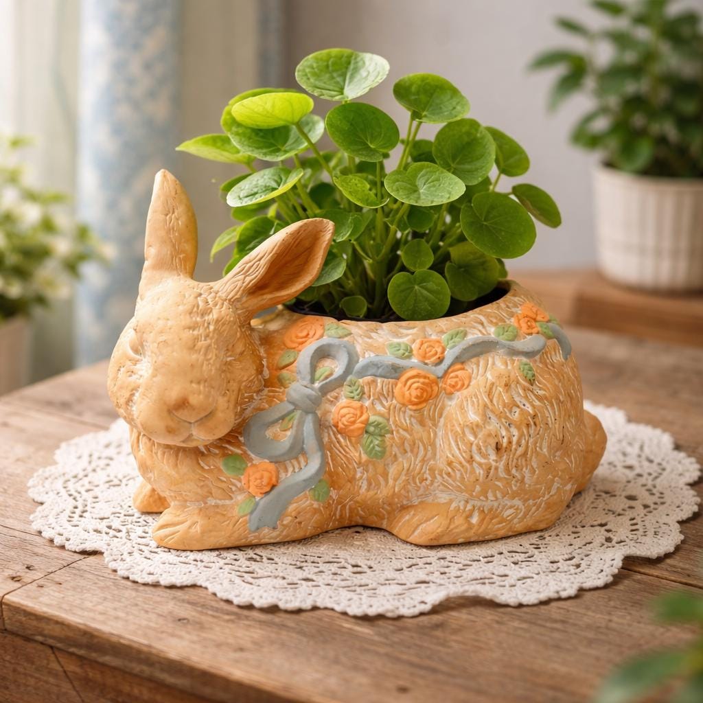 Vintage 1988 Bunny Rabbit Planter | Ceramic Rabbit Flowerpot | Easter ...