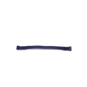 May include: A black ribbon cable with multiple thin, parallel wires. The cable has a connector on one end and is set against a white background. This type of cable is commonly used in electronics.