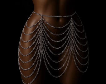 Chain Skirt: Silver & Gold Body Jewelry - Festival Outfit
