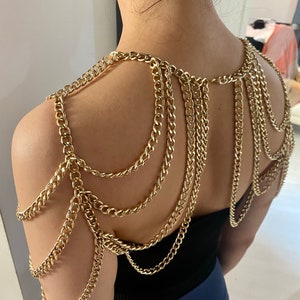 Multi-Layered Exaggerated Rhinestone Shoulder Chain Performance Accessory