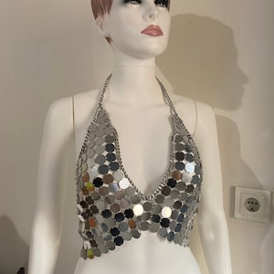 Rhinestone Chain Bralette: Festival Rave Top, EDM Cyberpunk Fashion