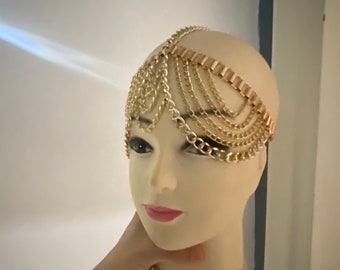Cleopatra Headpiece: Gold Egypt Head Chain, Festival Dance Costume