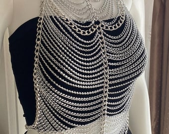 Silver Chain Body Bralette: Festival Rave Outfit Accessory