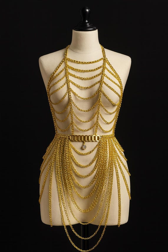 Gold Body Chain Dress: Festival Rave Outfit Jewelry - Etsy