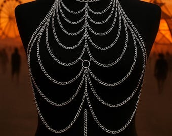 Gold Chain Body Bralette: Festival Rave Outfit Accessory
